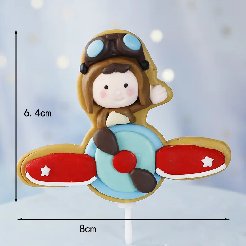 Украшение для торта Авиатор мальчик астронавт Мягкая Керамика самолет облако