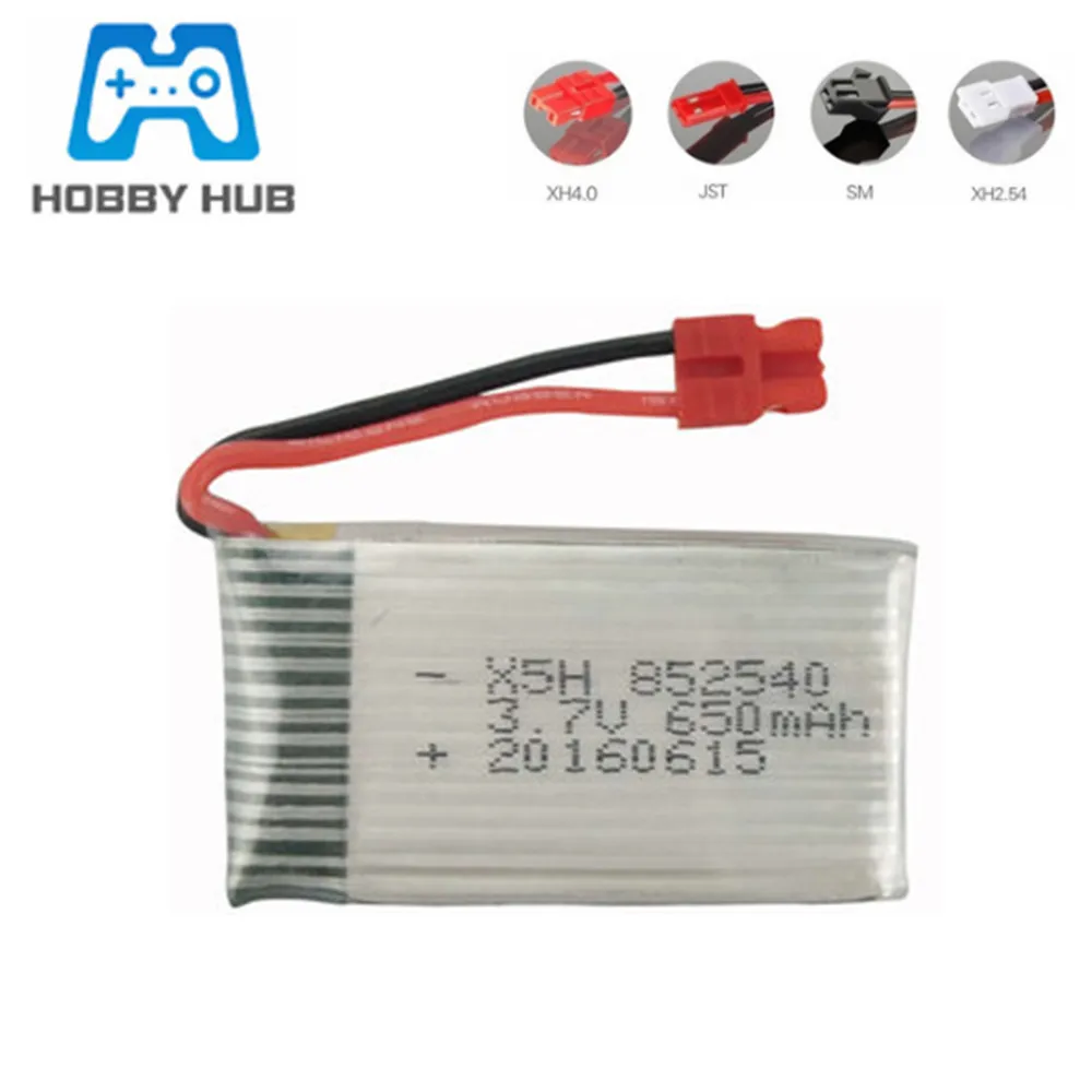 3 7 В 650 мАч 25c Lipo батарея для Syma X5C X5HC X5HW FY550 HJ818 HJ819 RC Drone запасные части 852540 XH4.0 разъем