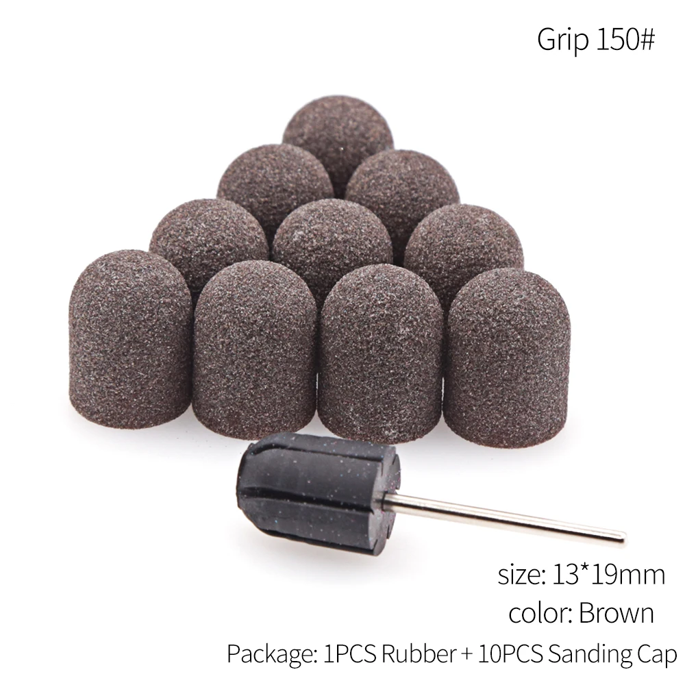 T10P13Br15 10PCS 150# 13*19 16*25 Nail Drill Sanding Band Cap Mandrel Cutter For Manicure Set Nozzle for Pedicure Sanding Band for Pedicure - Color: T10P13Br15