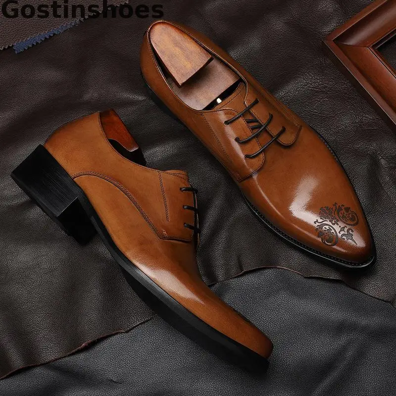 Модные мужские Кожаные Туфли модельные туфли из коровьей кожи черного