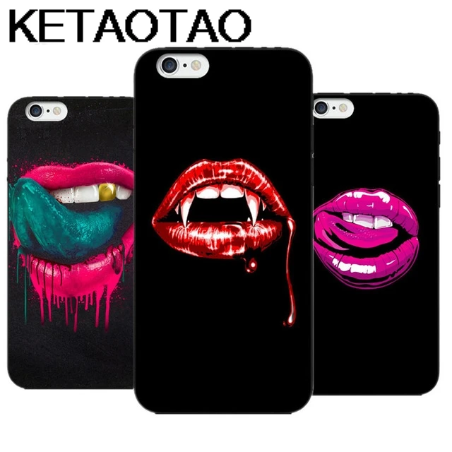 KETAOTAO сексуальный вампир красные губы Хэллоуин для iPhone 4S 5C 5S 6S 7 8 Plus X XR XS MAX черный