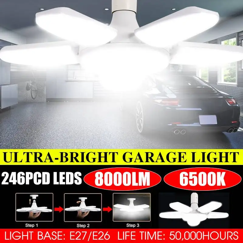 

80W E27 Led Lamp Led Bulb Led Industrial Light Bulb AC95-265V Foldable Fan Blade Light Lighting For Living Room Garage Light
