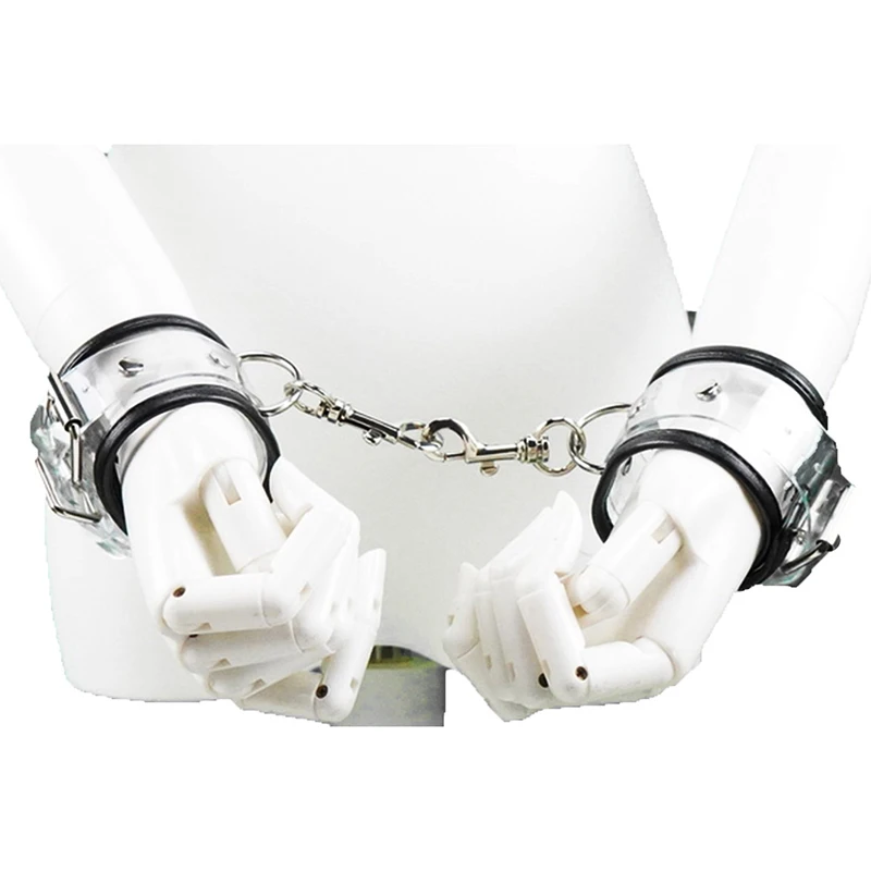 Сексуальный регулируемый прозрачные дужки комплект наручников c вырезом в