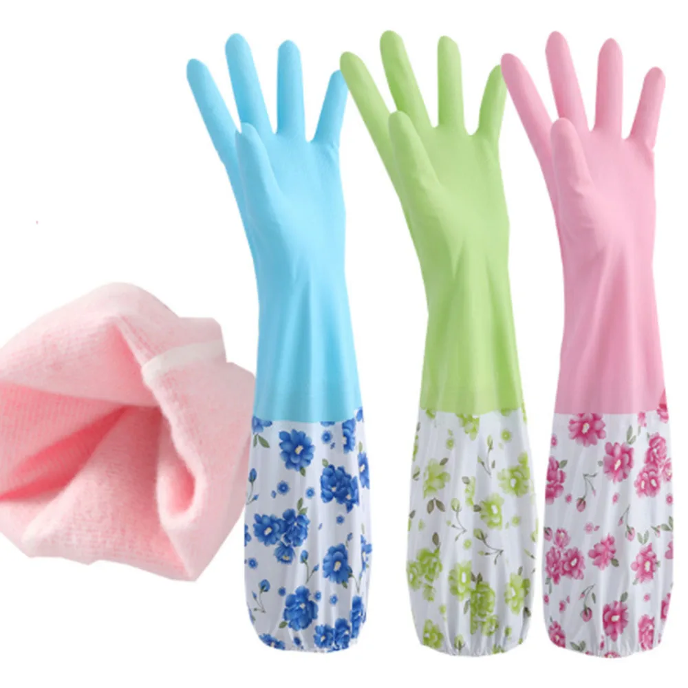 

Dishwashing Gloves Drawstring Dishwashing RubbeGlovesWaterproof Warm Cleaning Housework Gloves Kitchen Cleaning Kitchen Supplies