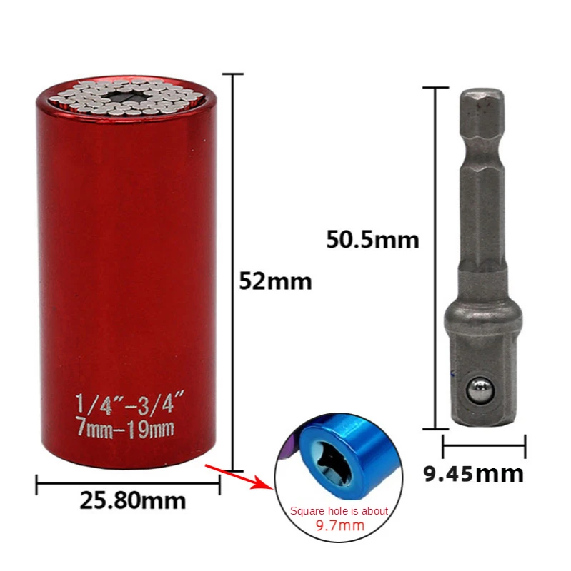 

7-19mm Universal Wrench Torque Head Set Socket Sleeve Ratchet 3/8 Bushing Spanner Magic Grip Tool Multifunction Socket Wrench