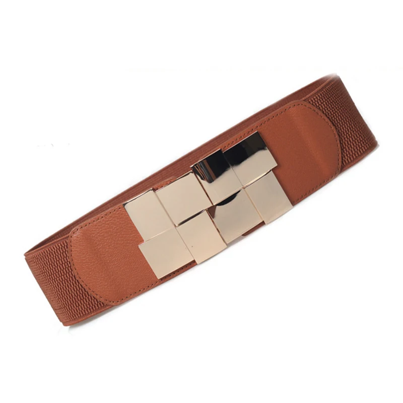 Fashion Metal Rectangle Buckle Wide Waist All-match Decorative Sweet Lady Dress Width Elastic Retro Skirt Crony Women Belt | Аксессуары
