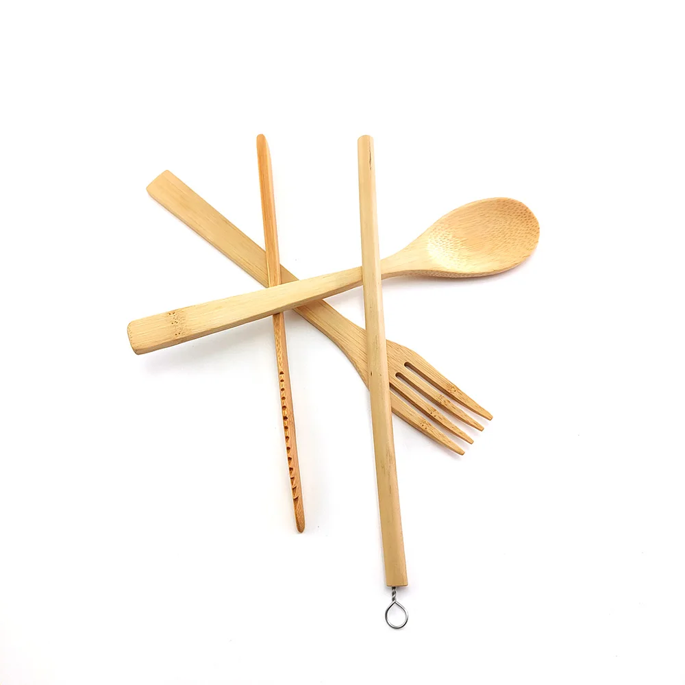 Набор столовых приборов из бамбука комплект 6 шт./компл. нож ложка вилка