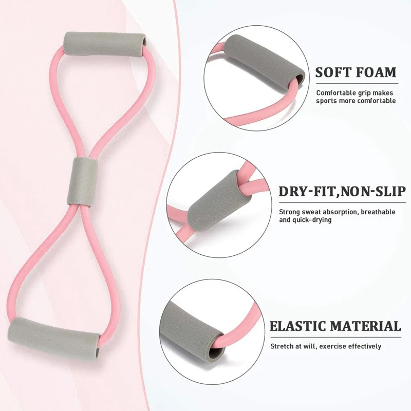 TMT Resistance Band Gambar 8 Yoga Peregangan Gym Olahraga Kebugaran dengan Tabung Elastis Tebal Latihan Kekuatan Latihan Rumah