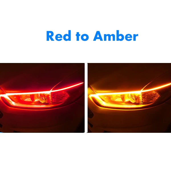 1 шт. новейший автомобиль DRL светодиодный дневные ходовые огни авто течёт указатель поворота направляющая полоса фары в сборе аксессуары для стайлинга автомобилей - Цвет: Red To Amber