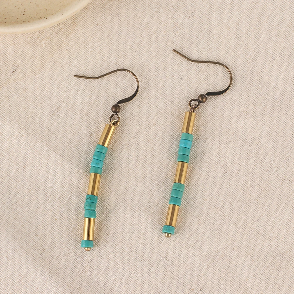 

Antique green Drop Women's earrings beads Charm Vintage simple Dangle Earring for women