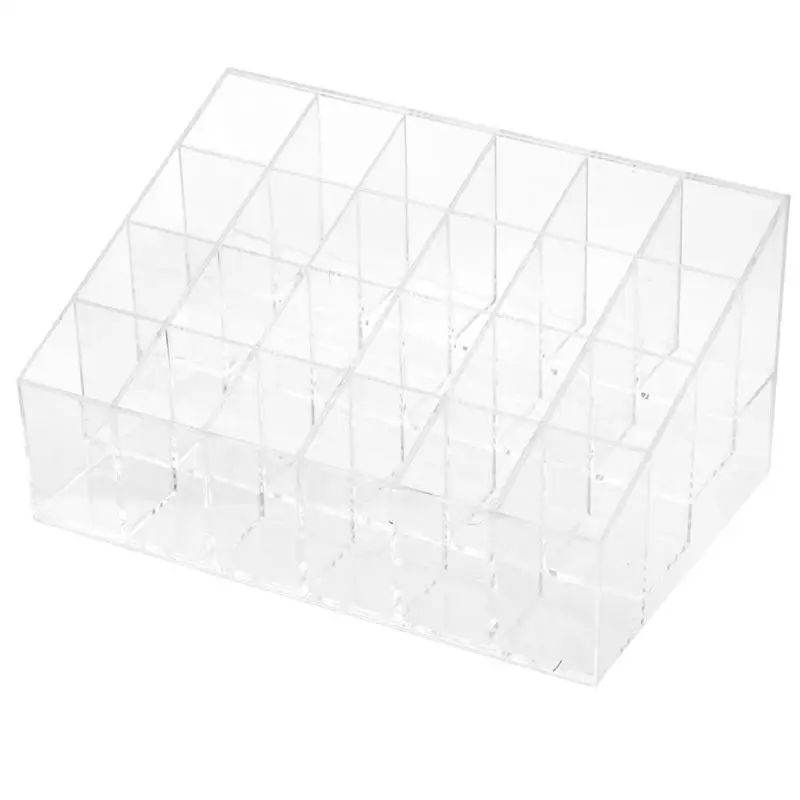 

24 Lipstick Storage Boxes Holder Display Stand Clear Jewelry Crystal Storage Mascara Box Makeup Cosmetic Organizer L5T9