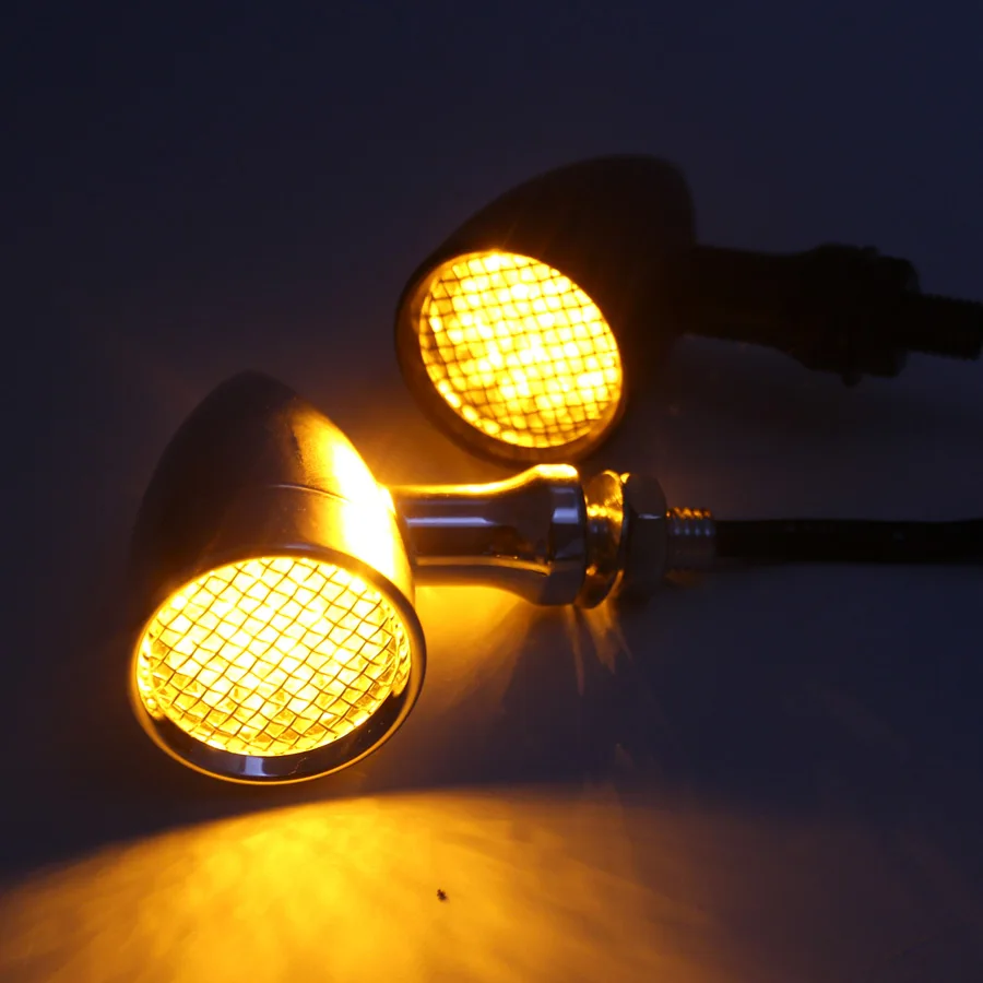 2 пары хромированные Универсальные Металлические ретро-указатели поворота