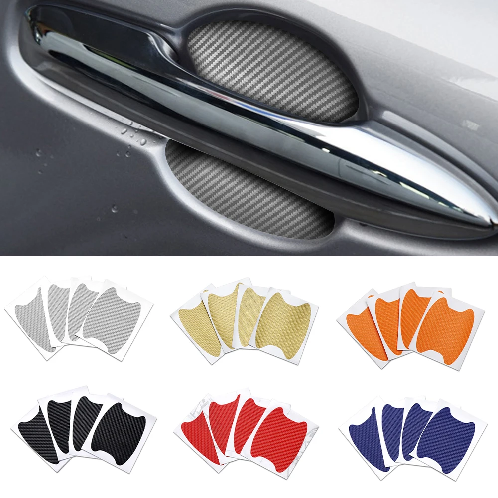 

4Pcs/Set Car Door Sticker Carbon Fiber Scratches Resistant Cover Auto Handle Protection Film Exterior For Audi BMW Mercedes Benz