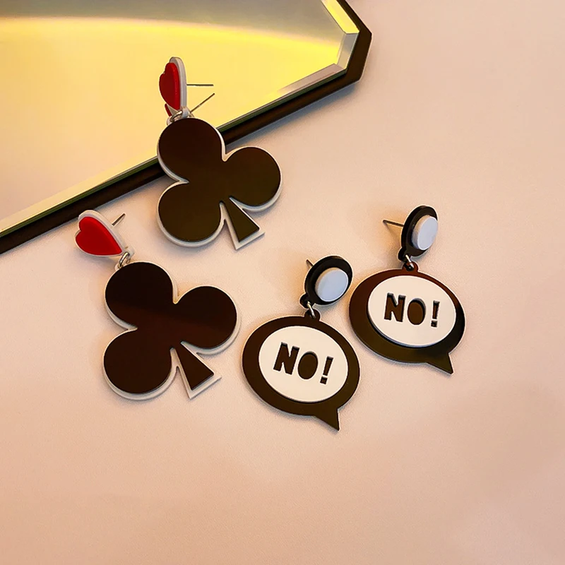 

New Popular Acrylic Plum Bossom Letter Heart Drop Earrings for Women Girl Jewelry S925 Silver Needle Wedding Birthday Party Gift