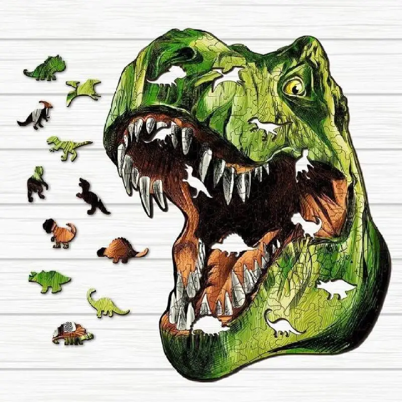 Деревянная головоломка лиса кошка Лев волк игрушка каждая деталь мультяшное