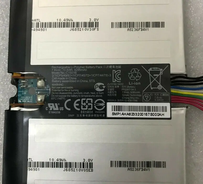 C1551B 9295mAh Battery for Microsoft Chromebook Pixel2015 A55 C1551B PC Battery - Not New. enlarge