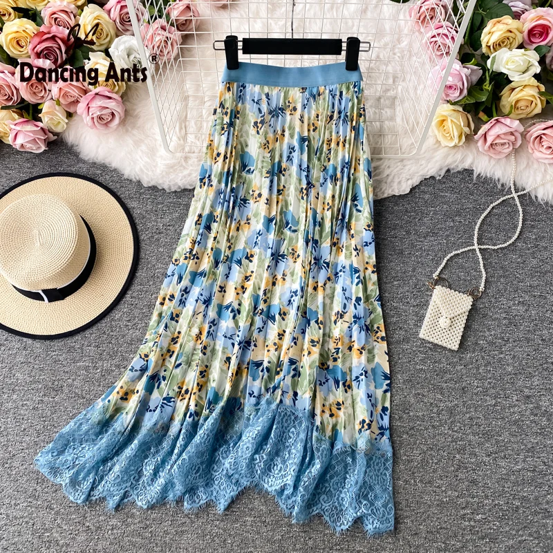 Юбка женская трапециевидная в стиле бохо повседневная плиссированная юбка