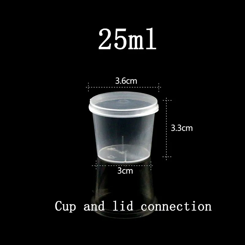 cup and lid 100 шт круглые прозрачные одноразовые стаканчики для соуса, небольшая емкость, стеклянный пудинг для желе, йогурта, пластиковые стаканчики с крышкой - Цвет: cup and lid