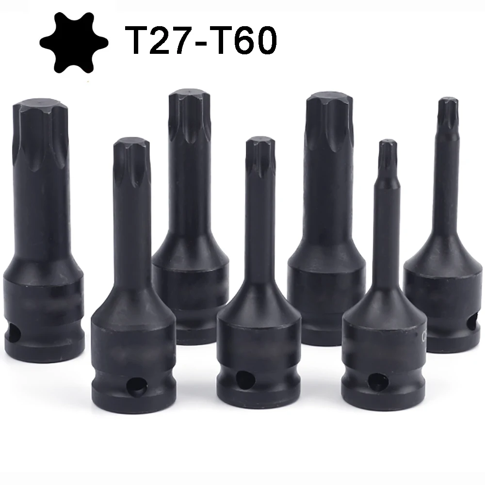 

1PC Torx Bit Electric Impact Wrench Air Wrench Adaptor Bit 1/2" Adaptor Drive Socket T27 T30 T40 T45 T50 T55 T60 Tool