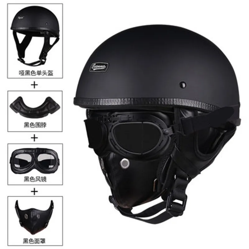 Новый мотоциклетный полулицевой шлем матовый черный Casco винтажный в горошек