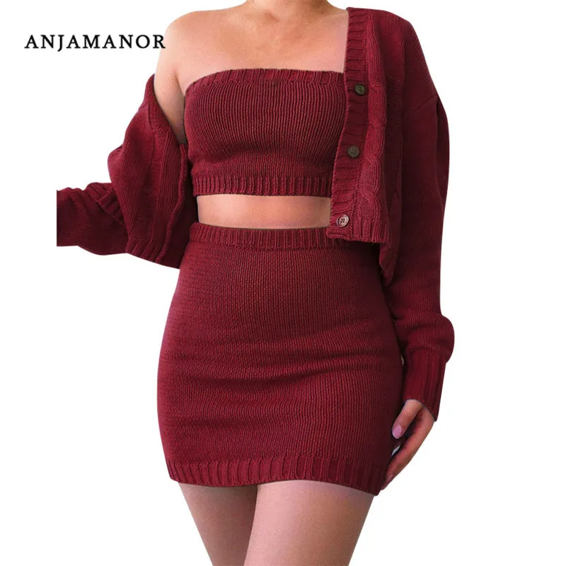 Женский свитер с длинным рукавом и юбка комплект из 3 предметов |