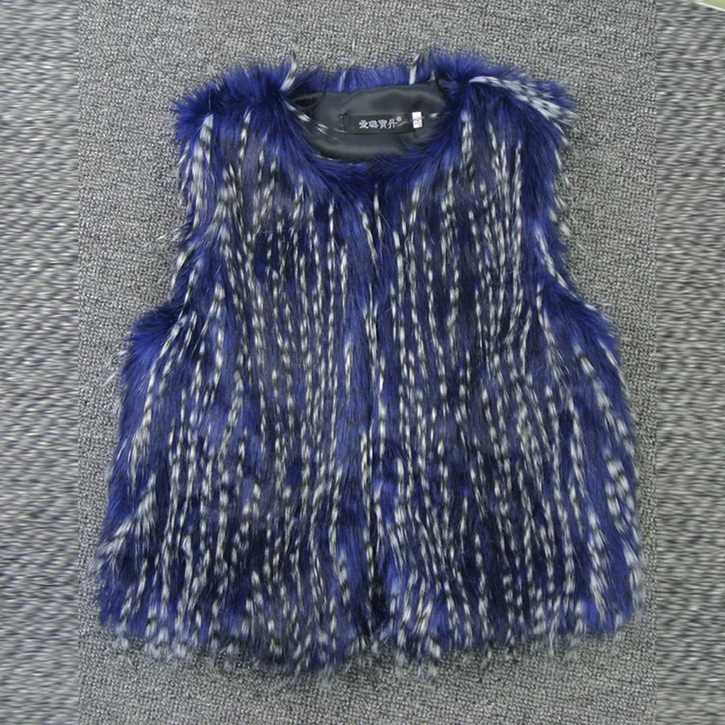 Новый модный жилет из искусственного меха для маленьких детей плюшевое синее