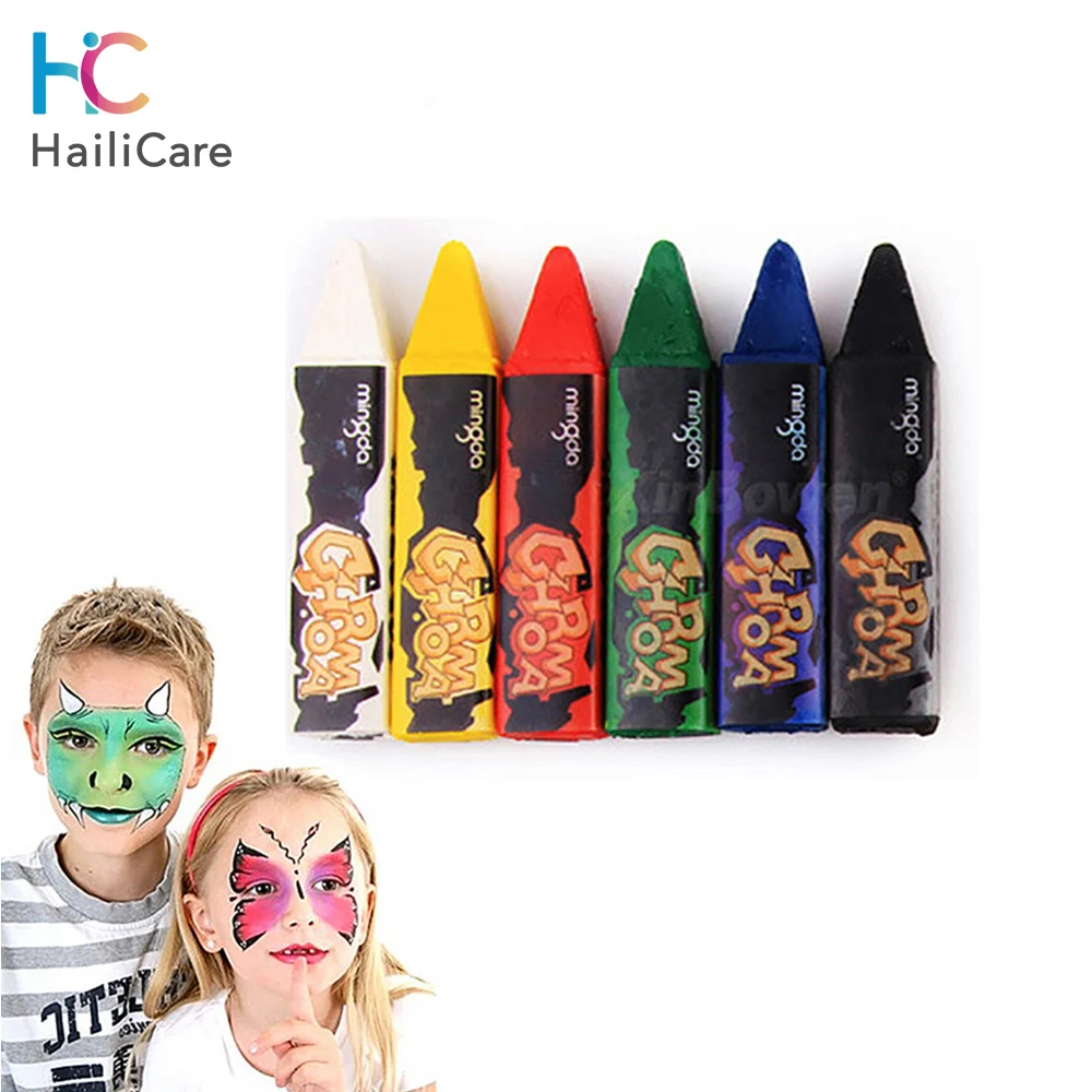 6 шт. мини цвета лица для детей клоун лицо раскраска радуга цветные карандаши