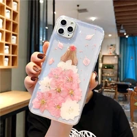korean style real flower epoxy for iphone11promax girl phone case apple xs8plus transparent