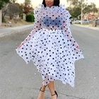 Женский костюм в горошек, из тонкой прозрачной рубашки и юбки, элегантный костюм-пачка с оборками, лето-осень