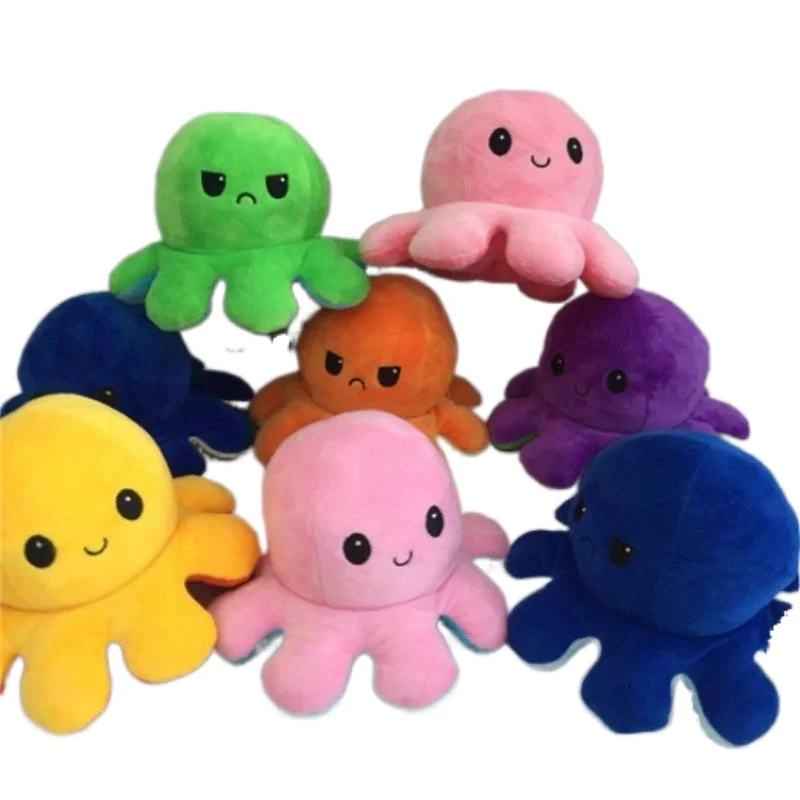 

Creative Cute Octopus Plush Toys Poulpe Retroflexion Octopu Soft Double-Sided Flip Funny Emotion Pulpo Doll Peluches Squishy