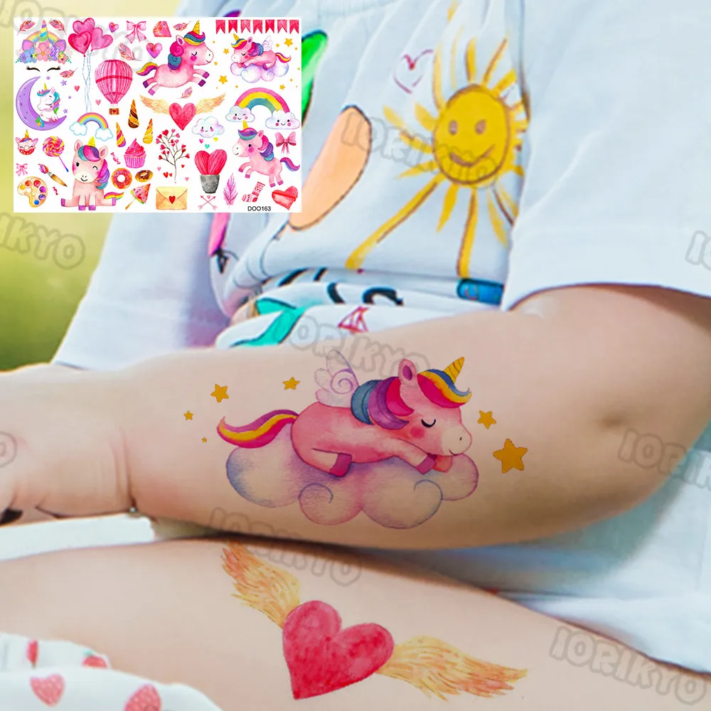 

Pony Star Horse Temporary Tattoo For Girls Baby Kids Fish Dog Unicorn Tattoos Sticker Fake Body Art Drawing Childs Tatoos Thigh
