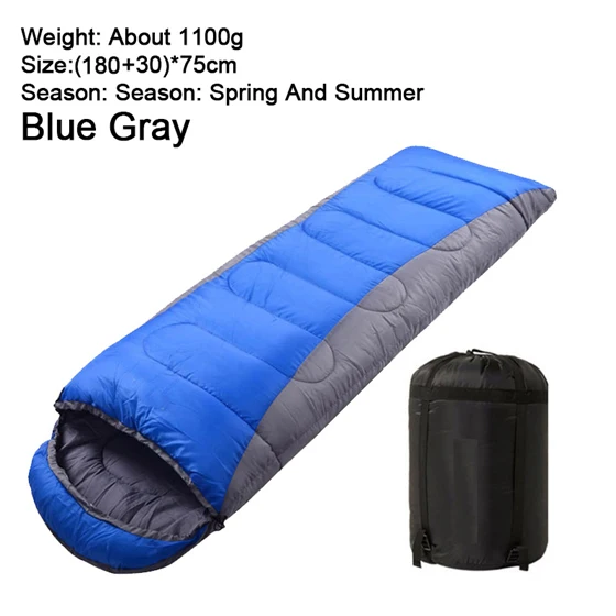 Blue Gray 1100G WEST BIKING, 4 сезона, спальный мешок для кемпинга, легкий теплый и холодный конверт, альпинистский спальный мешок для путешествий на открытом воздухе, пеших прогулок - Цвет: Blue Gray 1100G