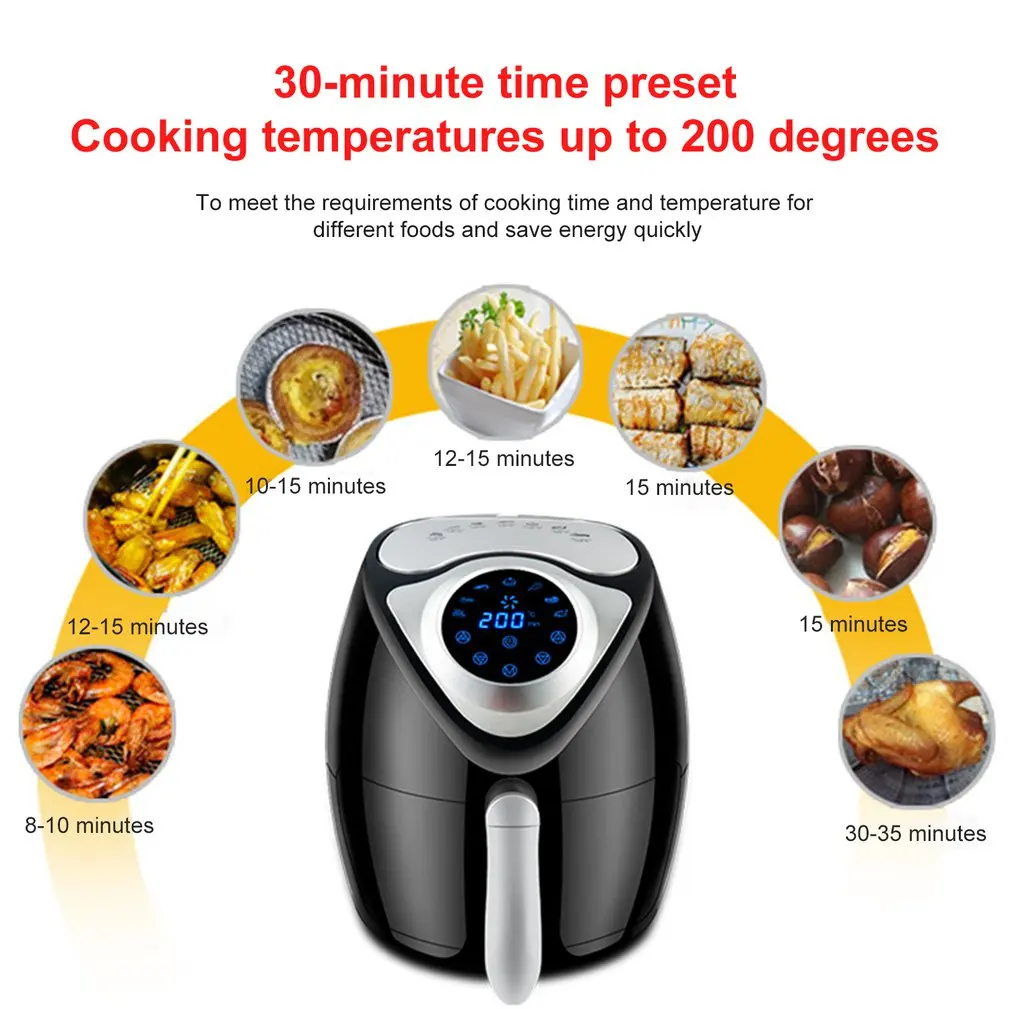 Воздушная фритюрница большой емкости 1300 Вт/л бытовая электрическая без дыма