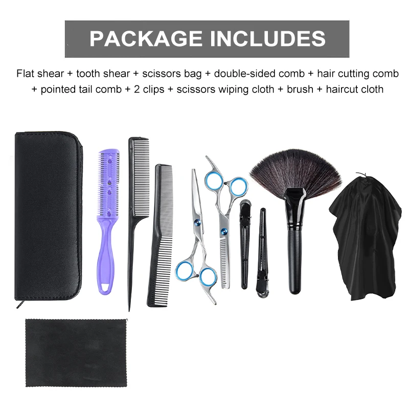 

11Pcs/set 6 Inch Hairdressing Scissors Hair Professional Cutting Thinning Shears Set Hair Cutting Scissors Barber Scissors