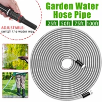 25 100 ft stainless steel garden hose flexible pipes for garden green plants watering hoses household car cleaning water pipe