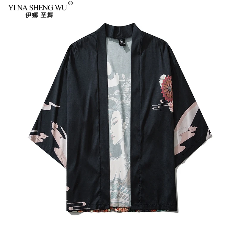 Японское кимоно мужской кардиган Повседневная рубашка блузка Yukata для мужчин