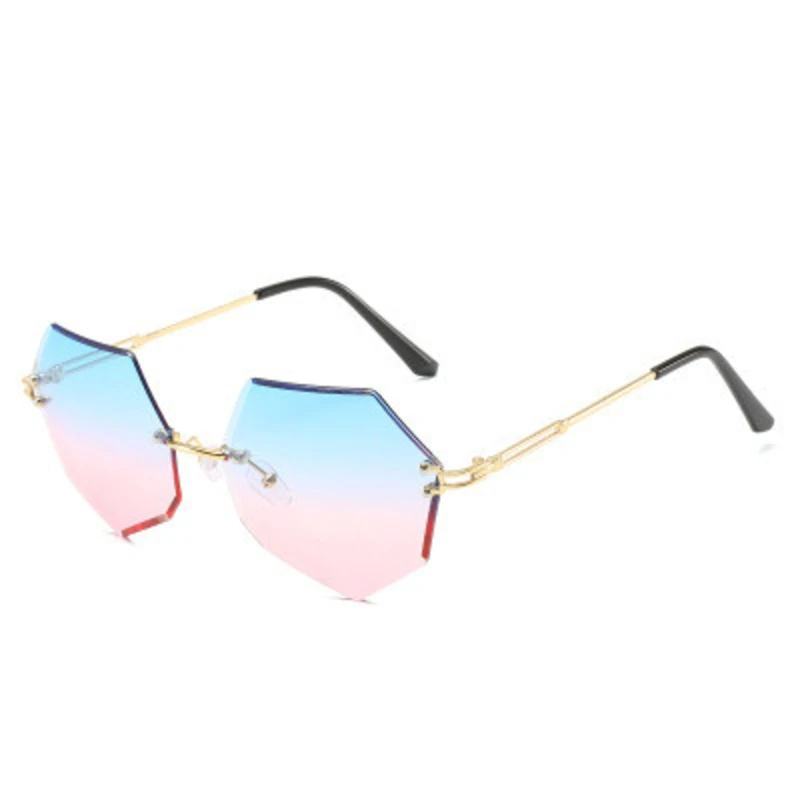 

fashion polygon trimming sunglasses women 2020 luxury brand metal ocean lens sun glasses female large frame gafas de sol UV400