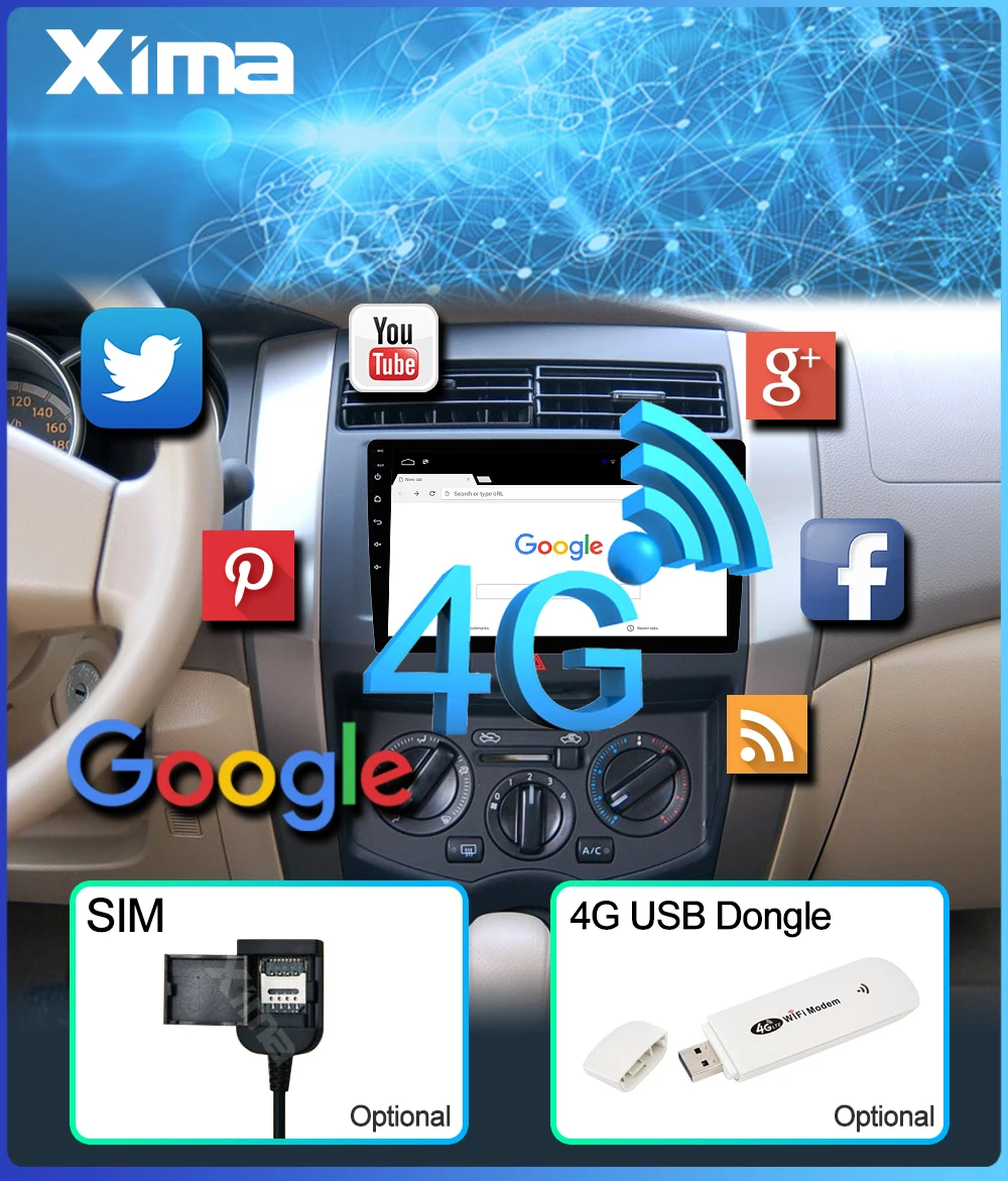 XIMA Android9.0 2Din Car Radio Multimedia Player " Universal RAM2G GPS Navigation Audio Player For Nissan Toyota Hyundai Polo