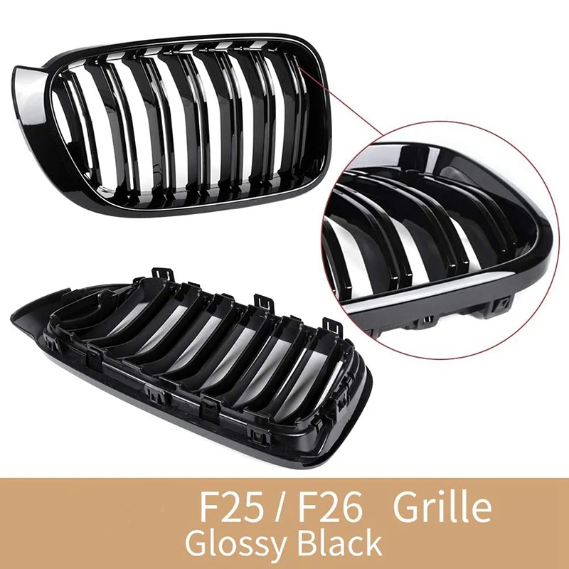 

Front Kidney Grille Double Slat Sport Grill For-BMW X3 F25 X4 F26 2014-2018