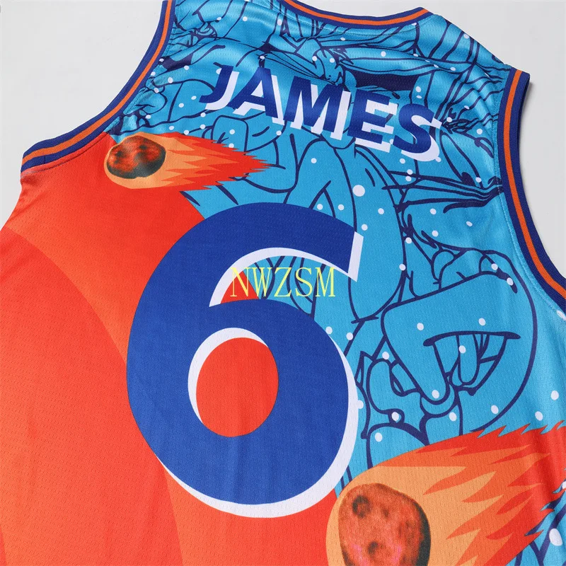 

3 style Costume Space Jam JAMES 6# Movie Tune Squad Basketball Jersey Set Sports Air Slam Dunk Sleeve Shirt Singlet Uniform