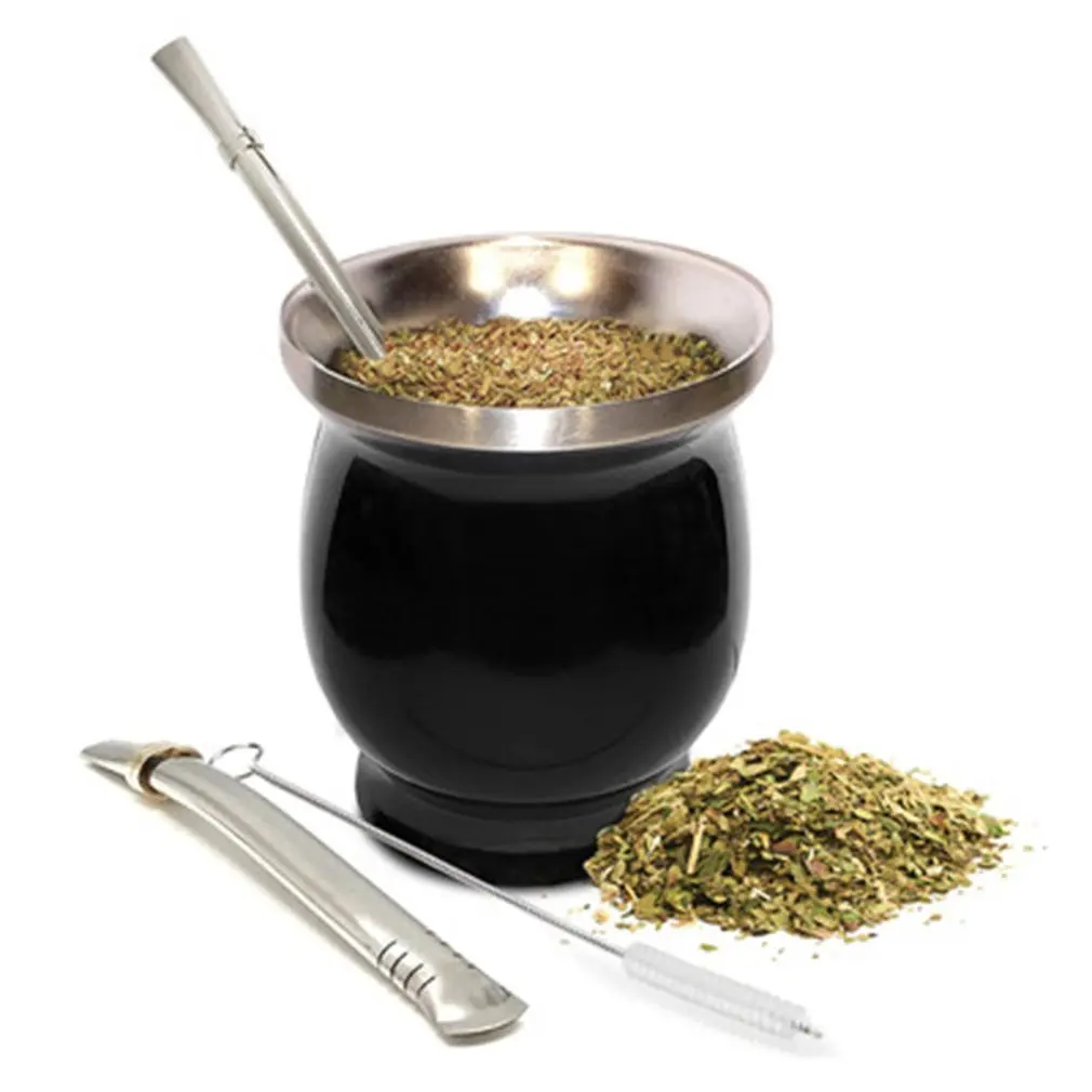 Mate Gourd Set Double-Wall Stainless Steel Tea Cup and Bombilla Includes Yerba (Cup) With One | Дом и сад
