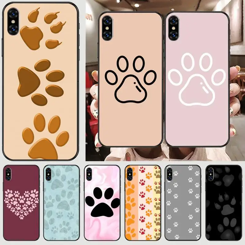 

Dog Footprint Paw Phone Case For Black-Iphone 5 5s se 6 6s 7 8 11 12 X Xs Xr Pro Plus Max Mini Cover