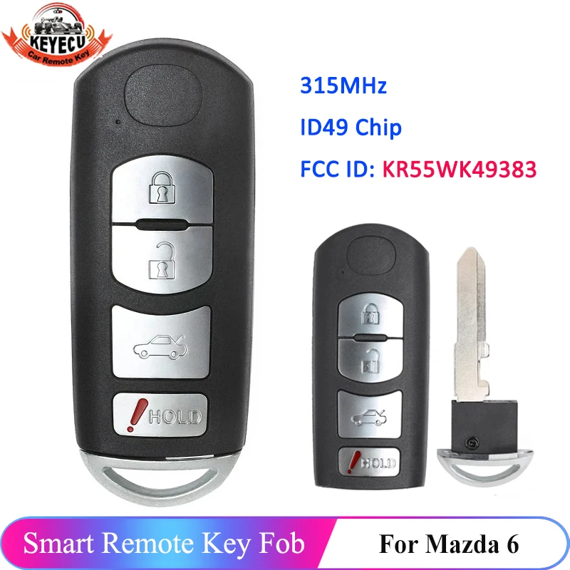 KEYECU 4 кнопки 315 МГц умный Бесконтактный дистанционный ключ для Mazda 6 2009 2010 2011 2012 2013