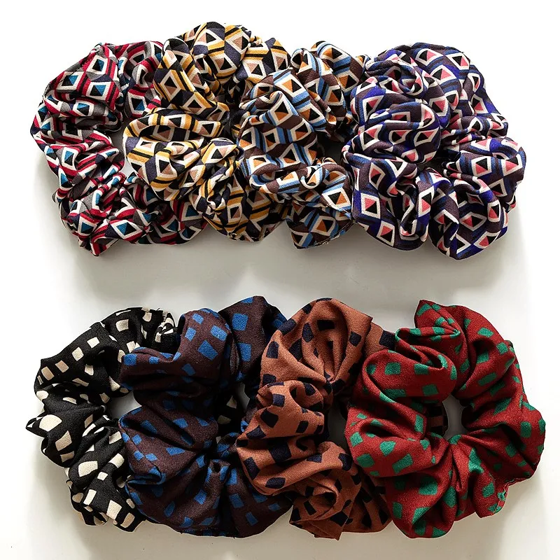 

Vintage Spring Summer Leopard Silk Hair Bow Scrunchies Women Elastic Hair Band Ponytail Holder Hair Tie Girl Accessories