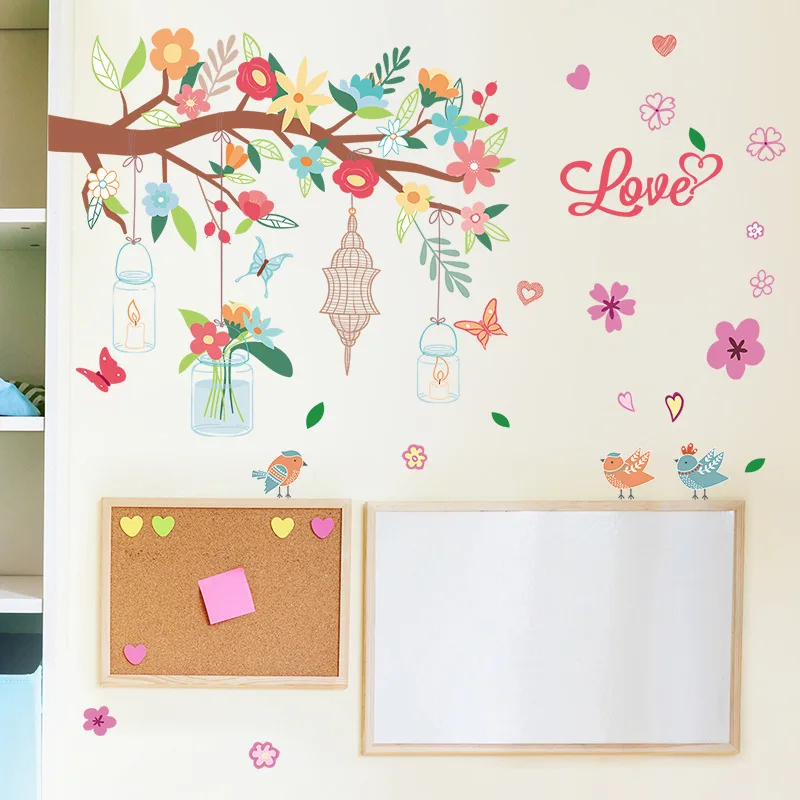 

Colorful Garden Plants Flower Wall Stickers for Kids Rooms Home Decor 3D Vivid Wall Decals Pvc Mural Art Diy Posters Decorations