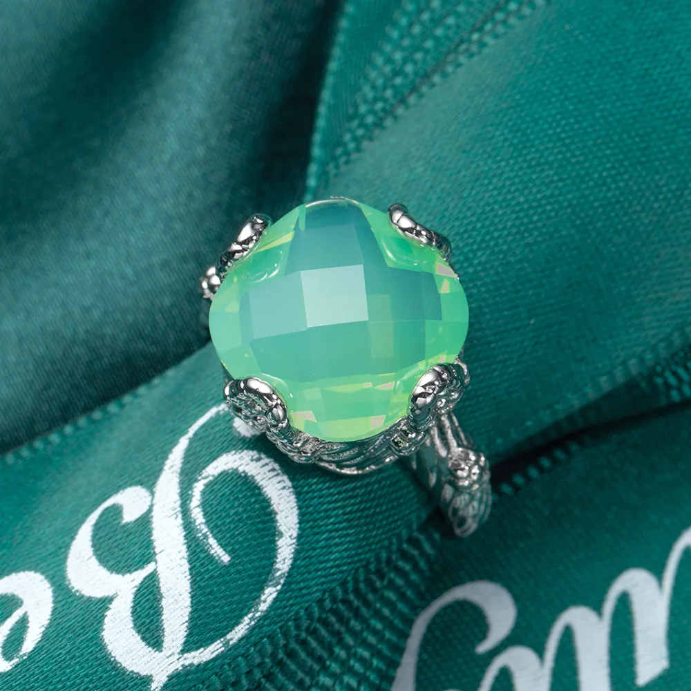 Роскошные серебряные кольца для женщин Свадебные обручальные с зеленым
