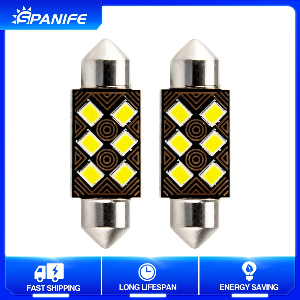 

Встроенный светильник для чтения Spanife, теплый белый свет, 6000K, C5W, C10W, 36 мм, потолочная лампа 12 В