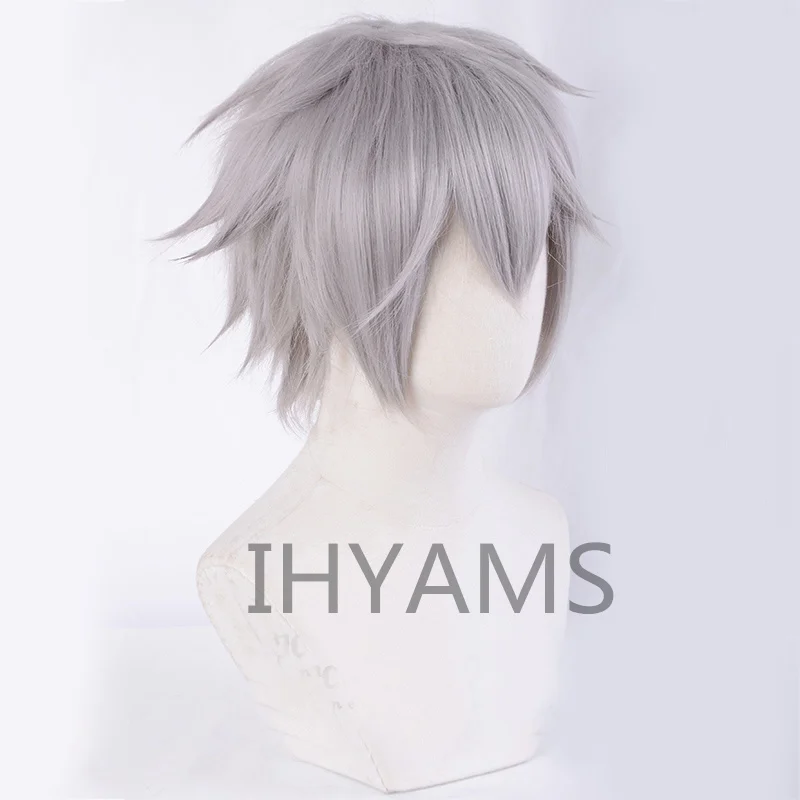 Парик для косплея из аниме-игры EVA Nagisa Kaworu Короткие Смешанные серые термостойкие