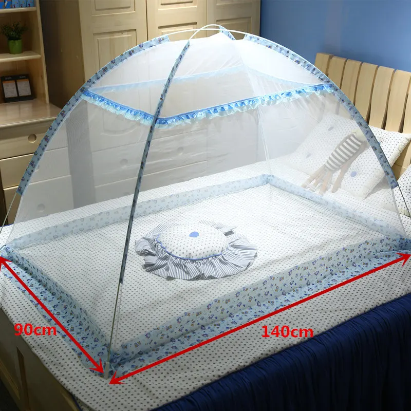 Blue 90x140cm Летняя портативная 2 размера детская кроватка сетка для От 0 до 6 лет детская складная детская противомоскитная сетка кроватка для новорожденного палатка противомоскитная сетка - Цвет: Blue 90x140cm