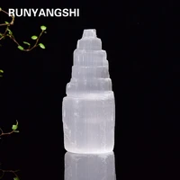 runyangshi 1 piece natural white selenite lamp holder crystal mountain ornaments gypsum quartz rough minerals healing stone